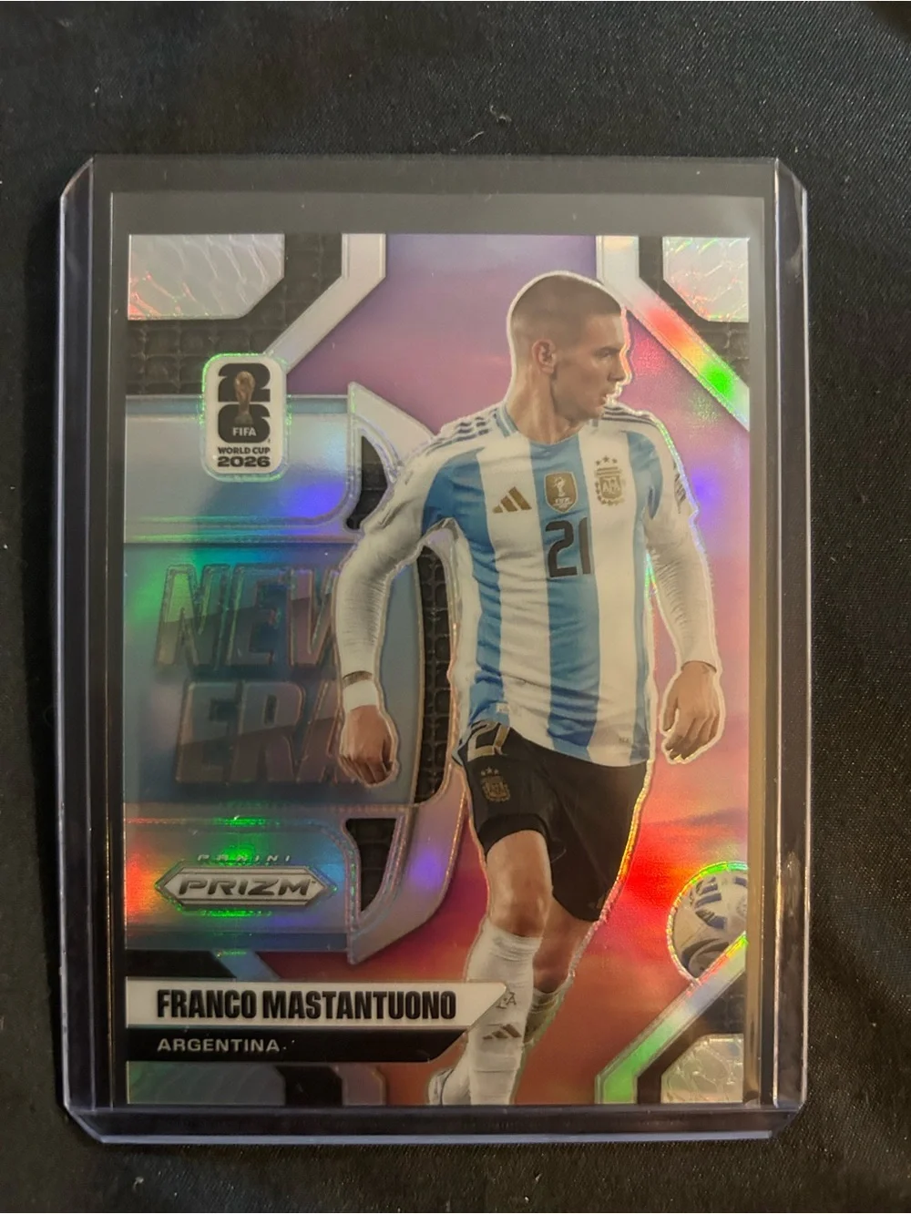 Panini Prizm Argentina Blue White Soccer Trading Card - Franco Mastantuono